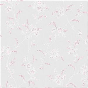 Laura Ashley 20.5-in W Light Grey/Pink Eva Floral Unpasted Wallpaper - 56-ft²