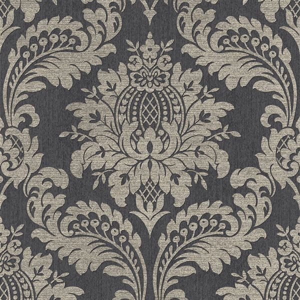 Boutique Archive Damask 56-ft² Black and Gold Unpasted Wallpaper