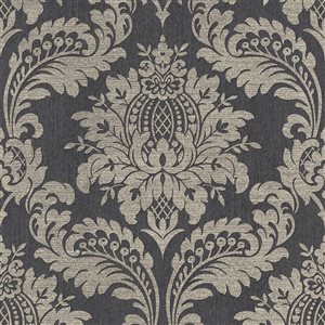 Boutique Archive Damask 56-ft² Black and Gold Unpasted Wallpaper