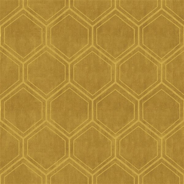 Superfresco Easy Hexagon Ochre Geometric Removable Wallpaper - 56-ft²/Per Roll