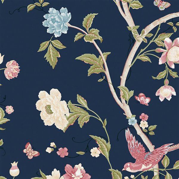 Envy Summer Palace Midnight Blue 56-ft² Unpasted Wallpaper