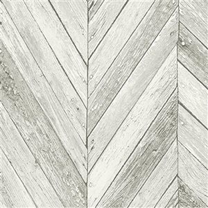 transform Light Grey Herringbone Wood Peel and Stick Wallpaper - 30.75-ft²/Per Roll