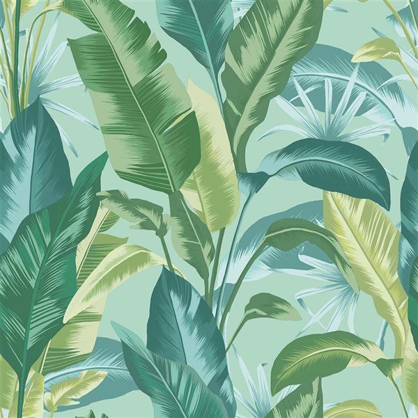 Envy 20.5-in W Blue/Green/Cream Leaf It Out Twilight Removable Wallpaper - 56-ft²