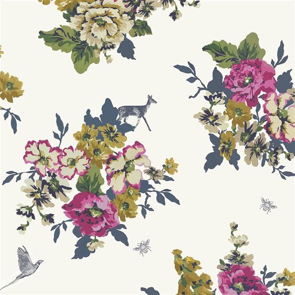 Joules 20.5-in W Multicolour/Creme Floral Unpasted Wallpaper - 56-ft²