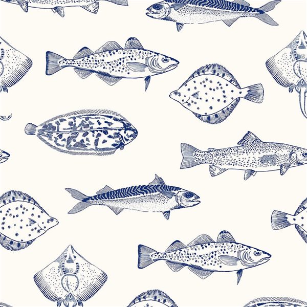 Joules 20.5-in W Coast Blue Name The Plaice Unpasted Wallpaper - 56-ft²