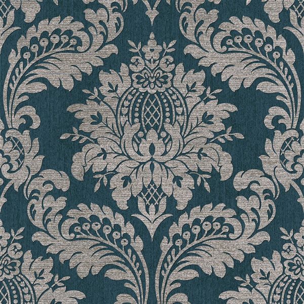 Boutique Archive Damask 56-ft² Teal and Gold Unpasted Wallpaper