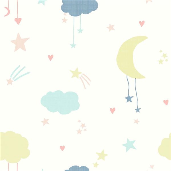 Next 20.5-in W Pastel Moon and Stars Unpasted Wallpaper - 56-ft²