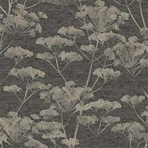 Boutique Serene Seedhead Black and Gold 56-ft² Unpasted Wallpaper