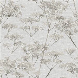 Boutique Serene Seedhead Grey 56-ft² Unpasted Wallpaper