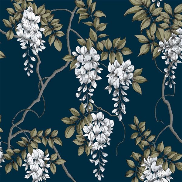 Papier peint Wisteria Navy Superfresco bleu 56-pi² non encollé