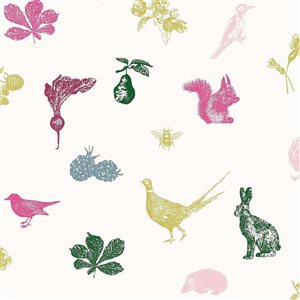 Joules 20.5-in W Creme/Multicolour Etched Woodland Unpasted Wallpaper - 56-ft²