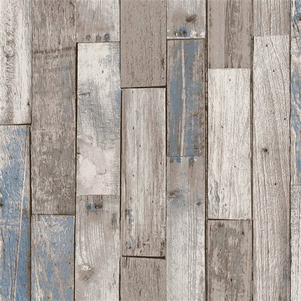 Next 20.5-in W Neutral/Blue Distressed Wood Plank Unpasted Wallpaper - 56-ft²