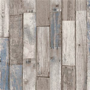 Next 20.5-in W Neutral/Blue Distressed Wood Plank Unpasted Wallpaper - 56-ft²