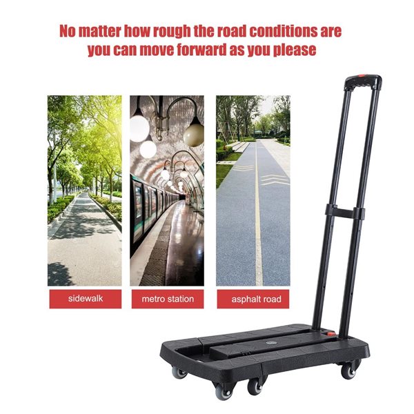 Flynama 330-lb Capacity 6-Wheel Black Plastic Folding Hand Truck