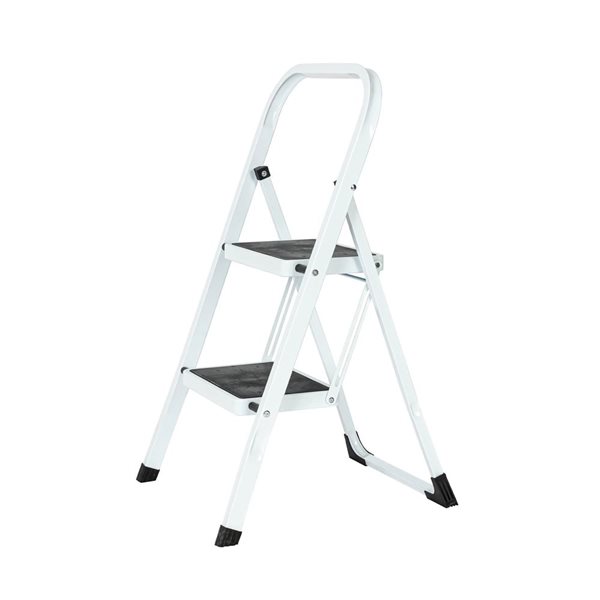 Flynama 330-lb Capacity 2-Step White Steel Ladder Folding Step Stool