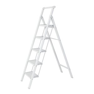 Flynama 330-lb Capacity 5-Step White Steel Ladder Folding Step Stool