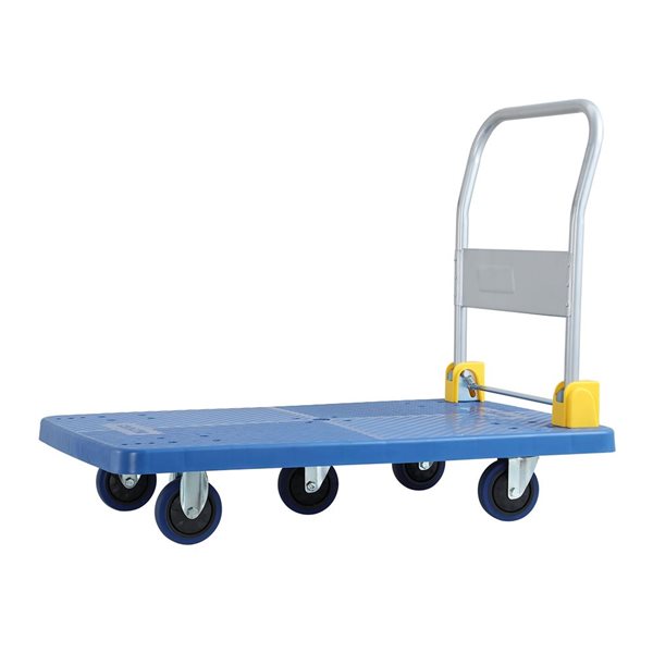 Chariot à plateforme pliable Flynama en acier bleu à roues de caoutchouc solides 5 po, capacité de 1320 lb