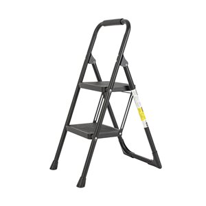 Flynama 330-lb Capacity 2-Step Black Steel Ladder Folding Step Stool