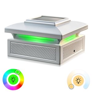 Éclairage solaire intelligent pour chapeaux de poteaux Classy Caps de Lumineer, blanc