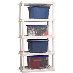 Étagère de rangement en plastique blanc 18 x 36 x 74 po Oskar par Koolatron à 5 niveaux