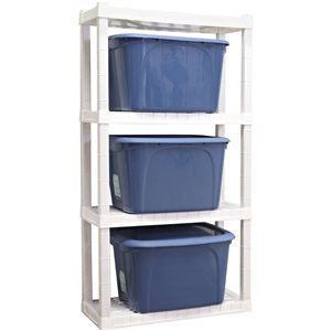 Étagère de rangement en plastique blanc 30 x 14 x 57 po Oskar par Koolatron à 4 niveaux
