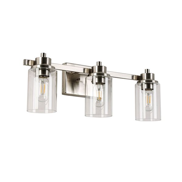 Flynama 23-in W Chrome 3-Light Modern/Contemporary Vanity Light w/ Clear Glass