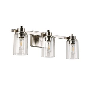 Flynama 23-in W Chrome 3-Light Modern/Contemporary Vanity Light w/ Clear Glass