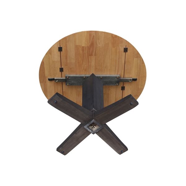 International Concepts 42 dia x 30.3-in H Solid Wood Round Dual Drop Leaf Dining Pedestal Table - Hickory/Washed Coal