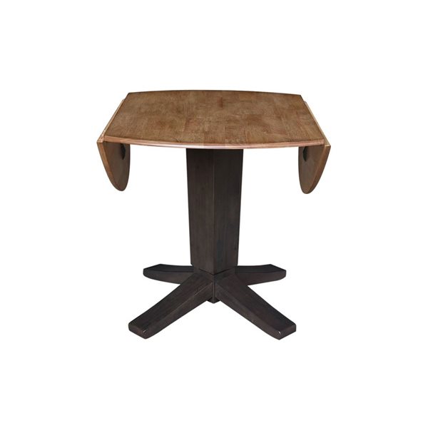 International Concepts 42 dia x 30.3-in H Solid Wood Round Dual Drop Leaf Dining Pedestal Table - Hickory/Washed Coal
