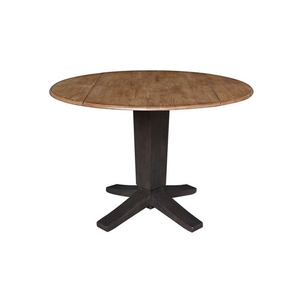 International Concepts 42 dia x 30.3-in H Solid Wood Round Dual Drop Leaf Dining Pedestal Table - Hickory/Washed Coal
