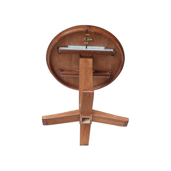 International Concepts 36 dia x 36.1-in H Solid Wood Round Top Pedestal Table w/ 12-in Leaf - Distressed Oak