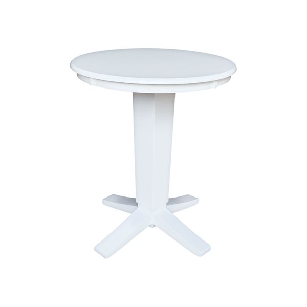 International Concepts 30 x 35.9-in H Solid Wood Round Top Pedestal Dining Table - White