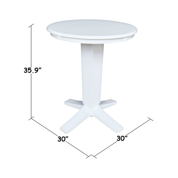 International Concepts 30 x 35.9-in H Solid Wood Round Top Pedestal Dining Table - White