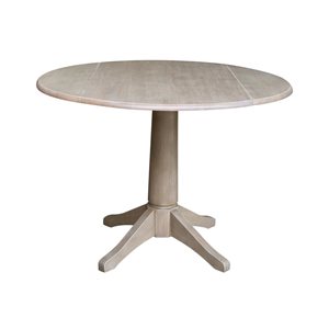 International Concepts 42-in Washed Grey Taupe Round Dual Drop Leaf Pedestal Table - 30.3-in H