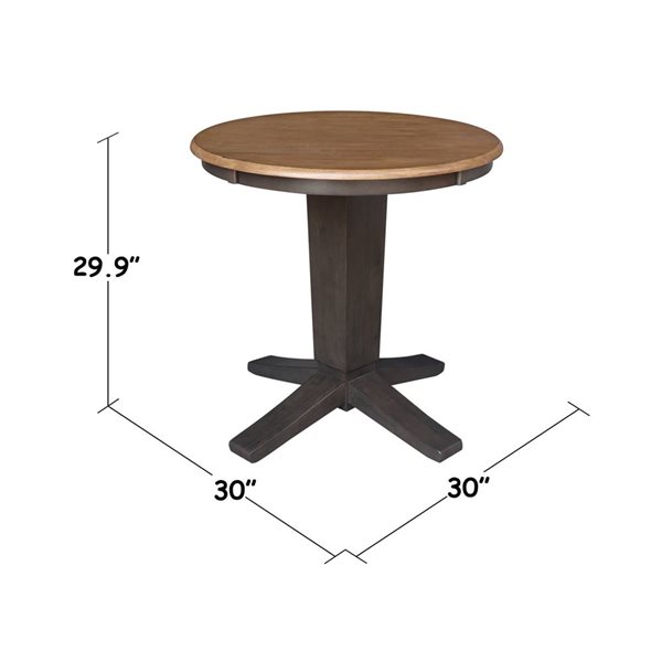International Concepts 30 dia x 29.9-in H Solid Wood Round Top Pedestal Dining Table - Hickory/Washed Coal