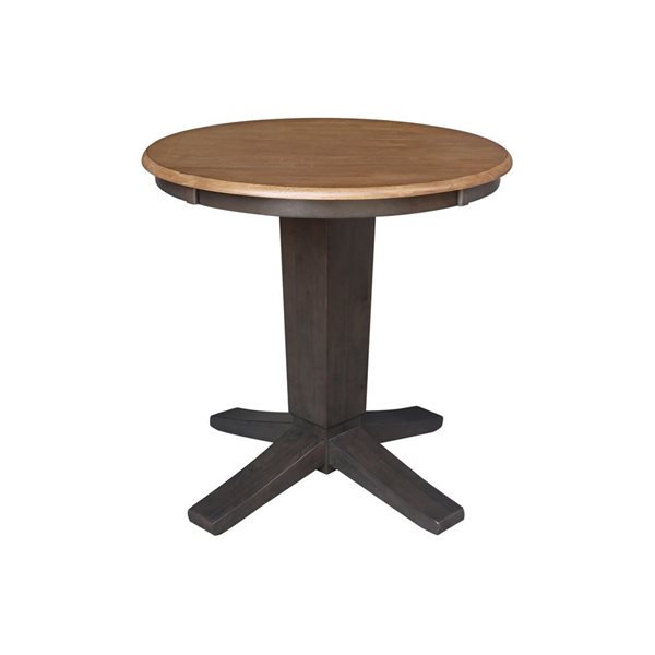 International Concepts 30 dia x 29.9-in H Solid Wood Round Top Pedestal Dining Table - Hickory/Washed Coal