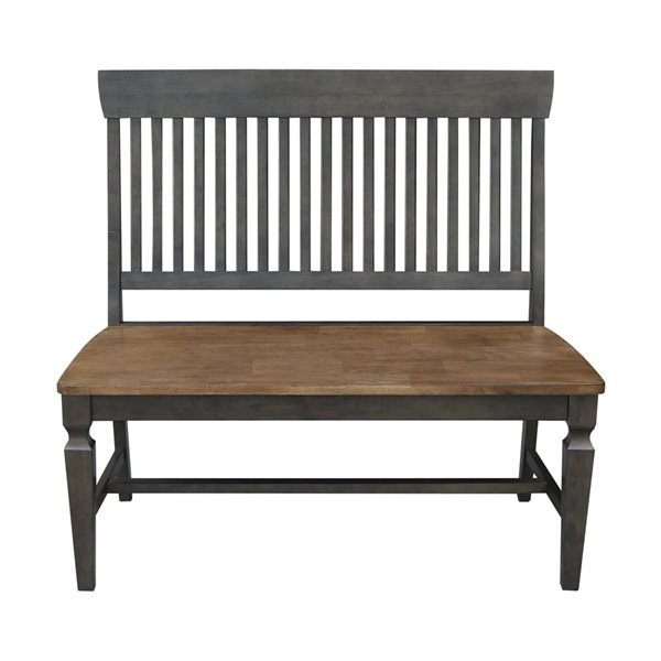 International Concepts Vista Slat Back Wood  Bench - Hickory/Stone