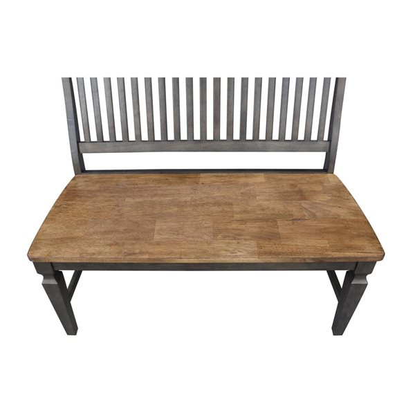 International Concepts Vista Slat Back Wood  Bench - Hickory/Stone