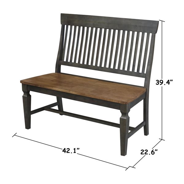 International Concepts Vista Slat Back Wood  Bench - Hickory/Stone