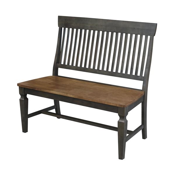 International Concepts Vista Slat Back Wood  Bench - Hickory/Stone