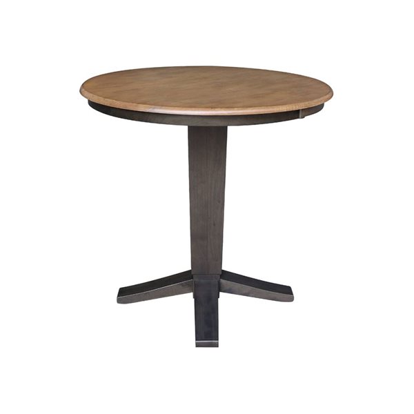 International Concepts 36 dia x 35.9-in H Solid Wood Round Top Pedestal Dining Table - Hickory/Washed Coal
