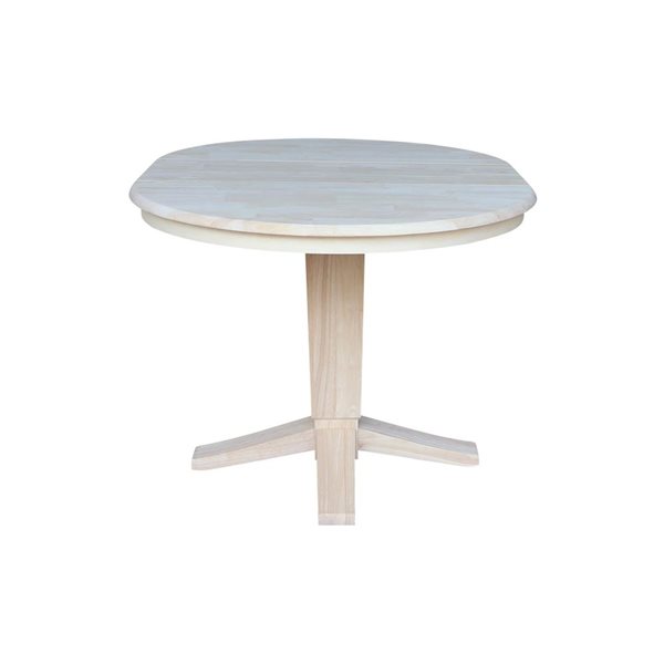 International Concepts 36 dia x 30.1-in H Solid Wood Round Top Pedestal Table w/ 12-in Leaf - Unfinished