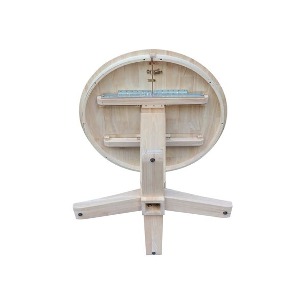 International Concepts 36 dia x 30.1-in H Solid Wood Round Top Pedestal Table w/ 12-in Leaf - Unfinished