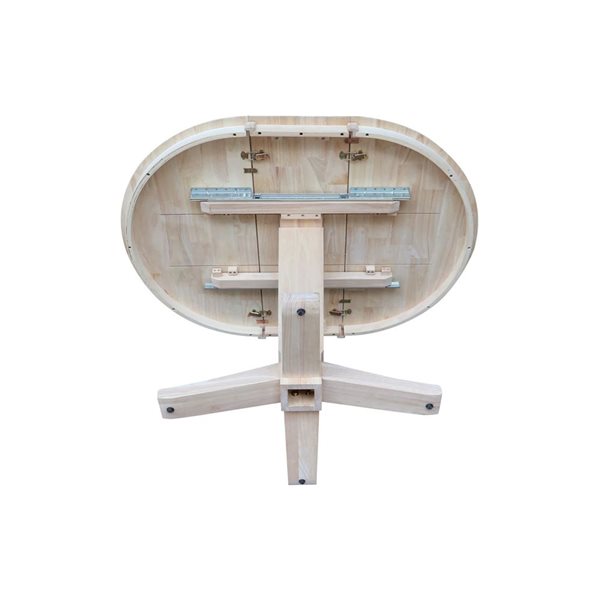 International Concepts 36 dia x 30.1-in H Solid Wood Round Top Pedestal Table w/ 12-in Leaf - Unfinished