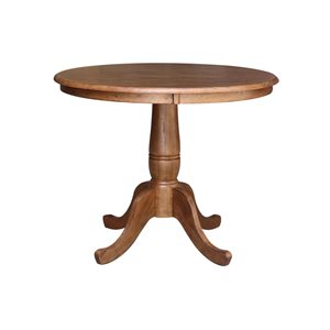 International Concepts 36 dia x 29.1-in H Wooden Round Top Pedestal Dining Table - Distressed Oak