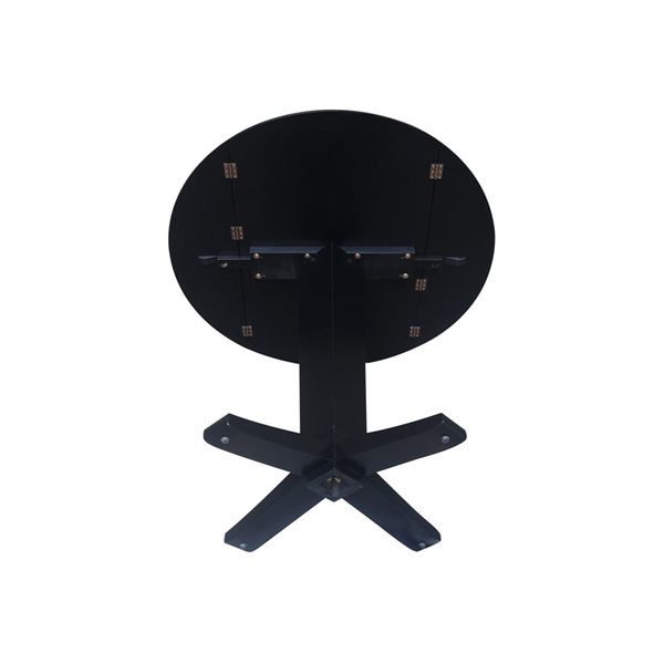 International Concepts 42 dia x 36.3-in H Solid Wood Round Dual Drop Leaf Dining Pedestal Table - Black