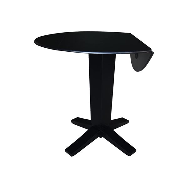 International Concepts 42 dia x 36.3-in H Solid Wood Round Dual Drop Leaf Dining Pedestal Table - Black
