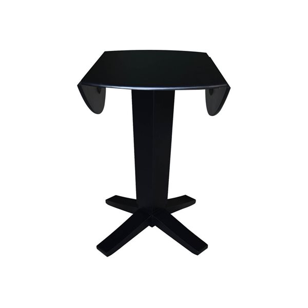 International Concepts 42 dia x 36.3-in H Solid Wood Round Dual Drop Leaf Dining Pedestal Table - Black
