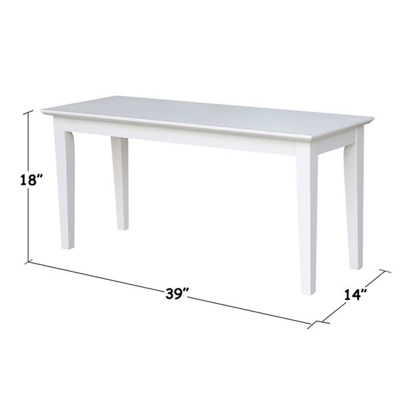 International Concepts Shaker Styled Wood Bench - White