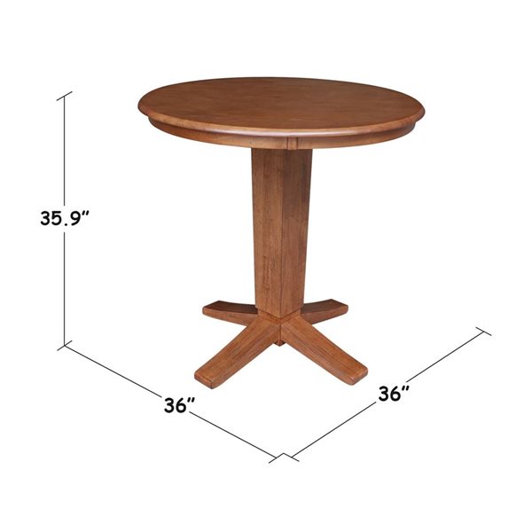 International Concepts 36 dia x 35.9-in H Solid Wood Round Top Pedestal Dining Table - Distressed Oak